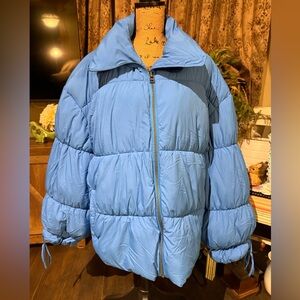 Free People Sky Blue Oversized Puffer Jacket